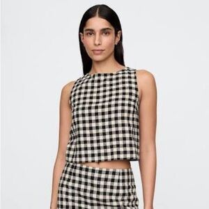 Gap Linen-Blend Crop Shell Tank Top M